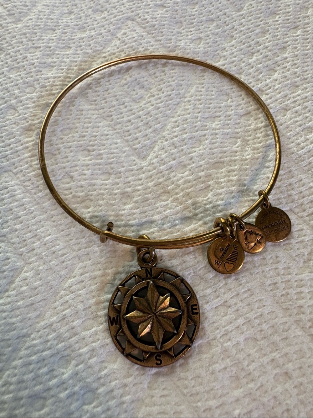 Alex and Ani Gold Compass Charm Bangle Bracelet